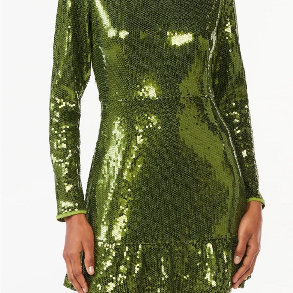 Women's Sequin Mini Dress with Ruffled Hem - Picture 4 of 4